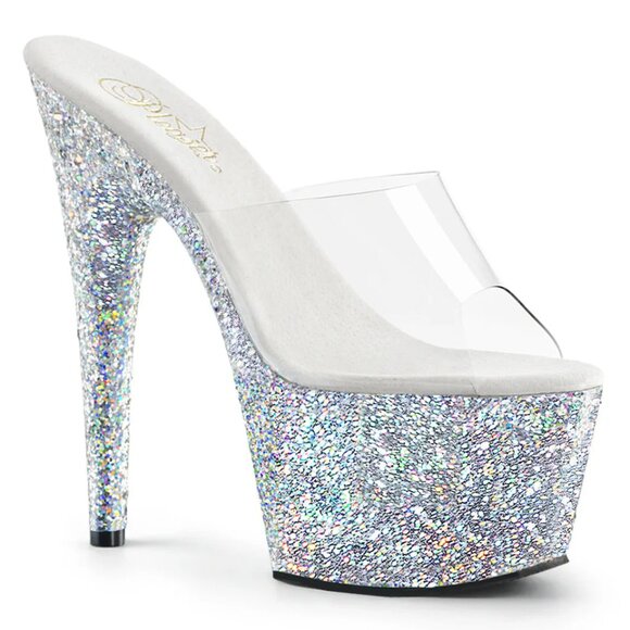 Pleaser Shoes – Adore- Glitter Platform Slides 💎 - Picture 1 of 8